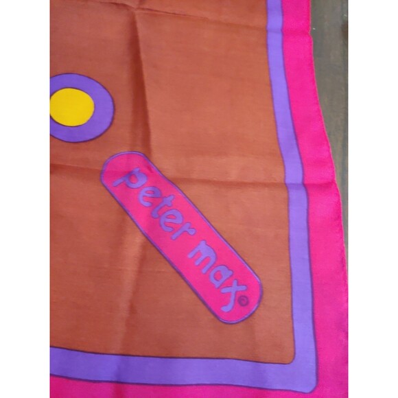 Vintage Peter Max Silk Scarf Bandana Geometric Pop Art Mod Circles Japan 20" - Picture 2 of 4